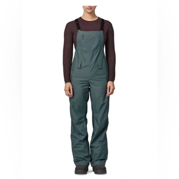 Patagonia Women's L Large Insulated Powder Town Ski Bibs Nouveau Green Grey NWT - Picture 14 of 15
